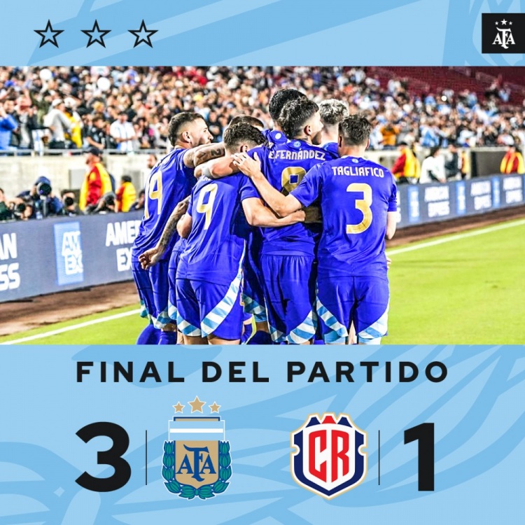 足球友谊赛:阿根廷3-1哥斯达黎加 劳塔罗 麦卡利斯特建功