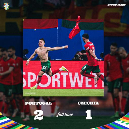 欧洲杯小组赛:葡萄牙2-1逆转捷克 普罗沃德世界波破门 赫拉纳克自摆乌龙