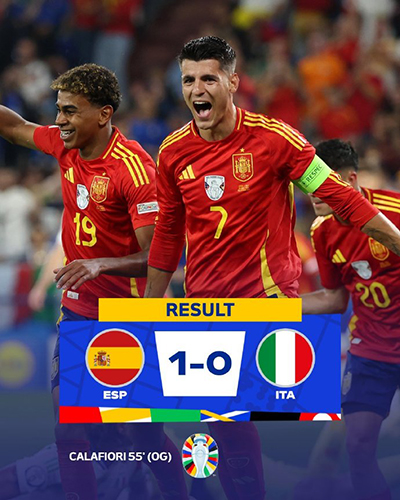 欧洲杯小组赛:西班牙1-0意大利 多纳鲁马屡次贡献神扑 卡拉菲奥里自摆乌龙